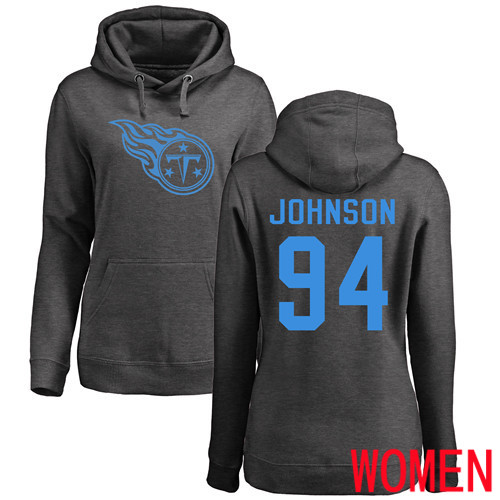Tennessee Titans Ash Women Austin Johnson One Color NFL Football #94 Pullover Hoodie Sweatshirts